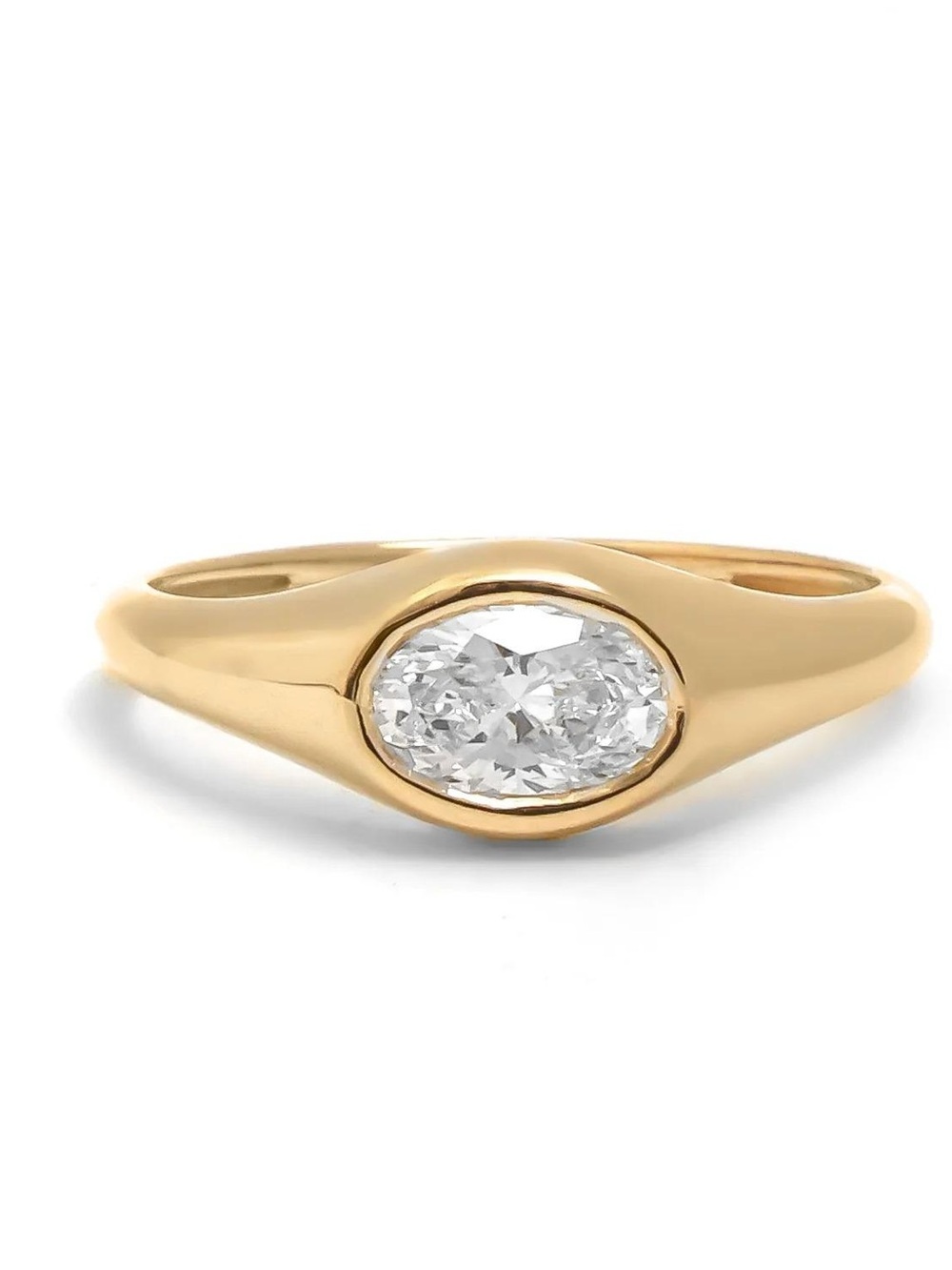 14K Real Solid Yellow Gold Lab Grown Diamond Ring Size 4